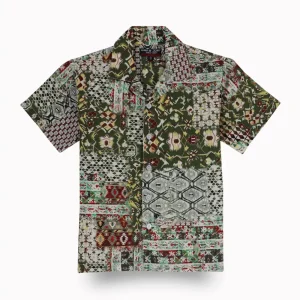 Gini And Jony Boys Olive Tribal Print Cotton Shirt Half Sleeves