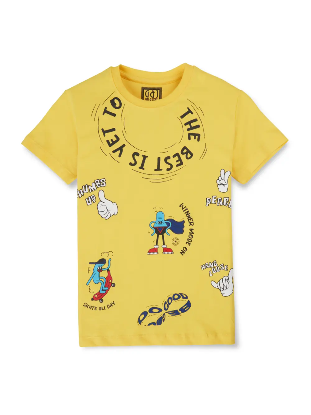 Gini And Jony Boys Yellow Graphic Print Cotton T-Shirt Half Sleeves