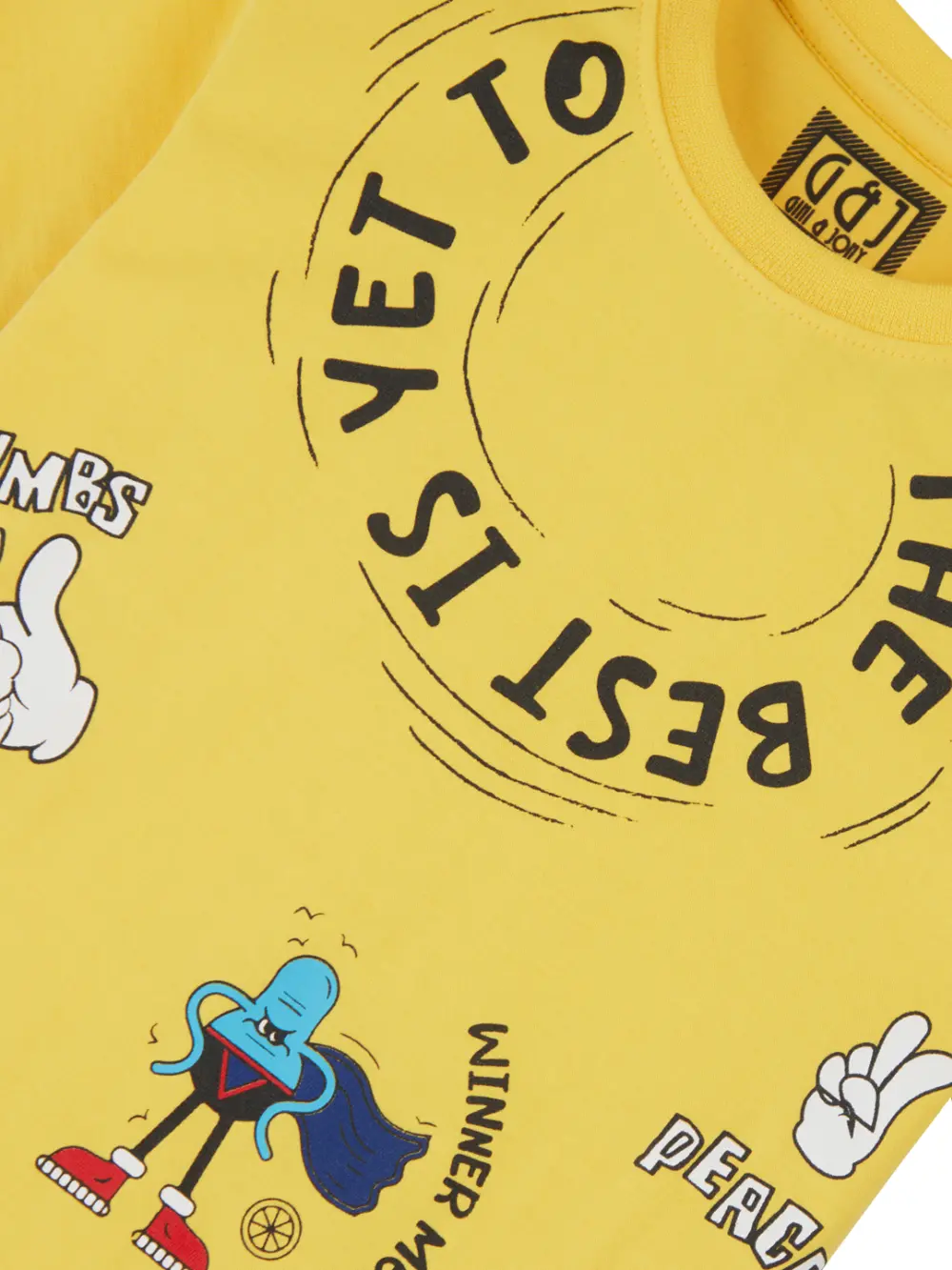 Gini And Jony Boys Yellow Graphic Print Cotton T-Shirt Half Sleeves