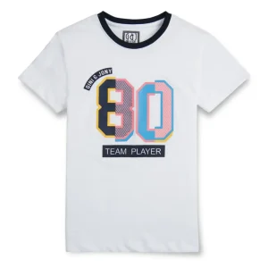 Gini And Jony Boys White Typographic Print Cotton T-Shirt Half Sleeves