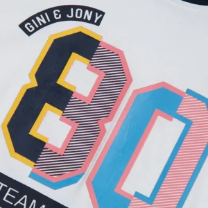Gini And Jony Boys White Typographic Print Cotton T-Shirt Half Sleeves