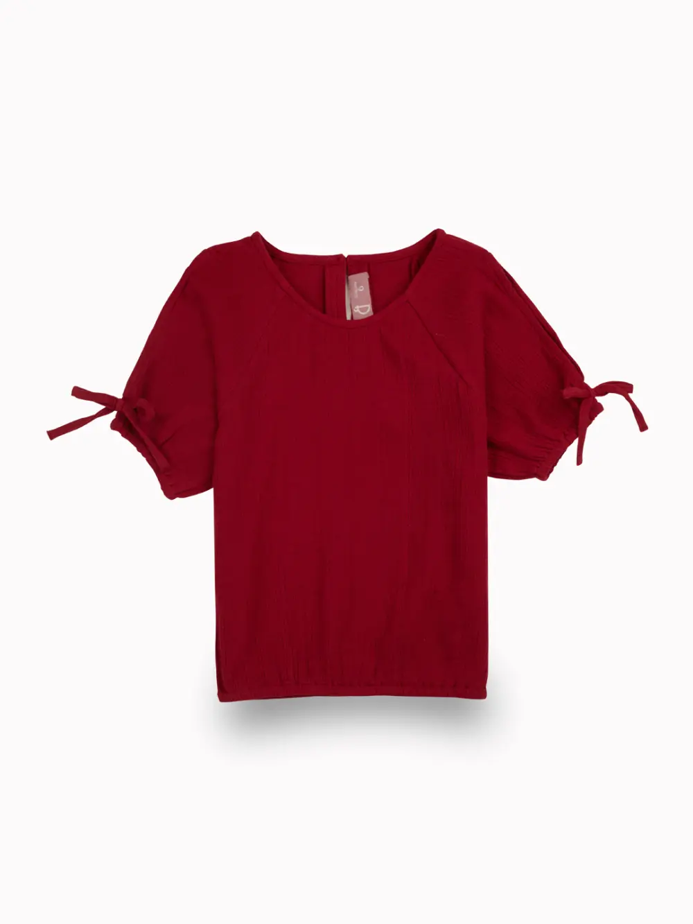 Gini And Jony Girls Maroon Solid Cotton Woven Top Half Sleeves 9-10 Years