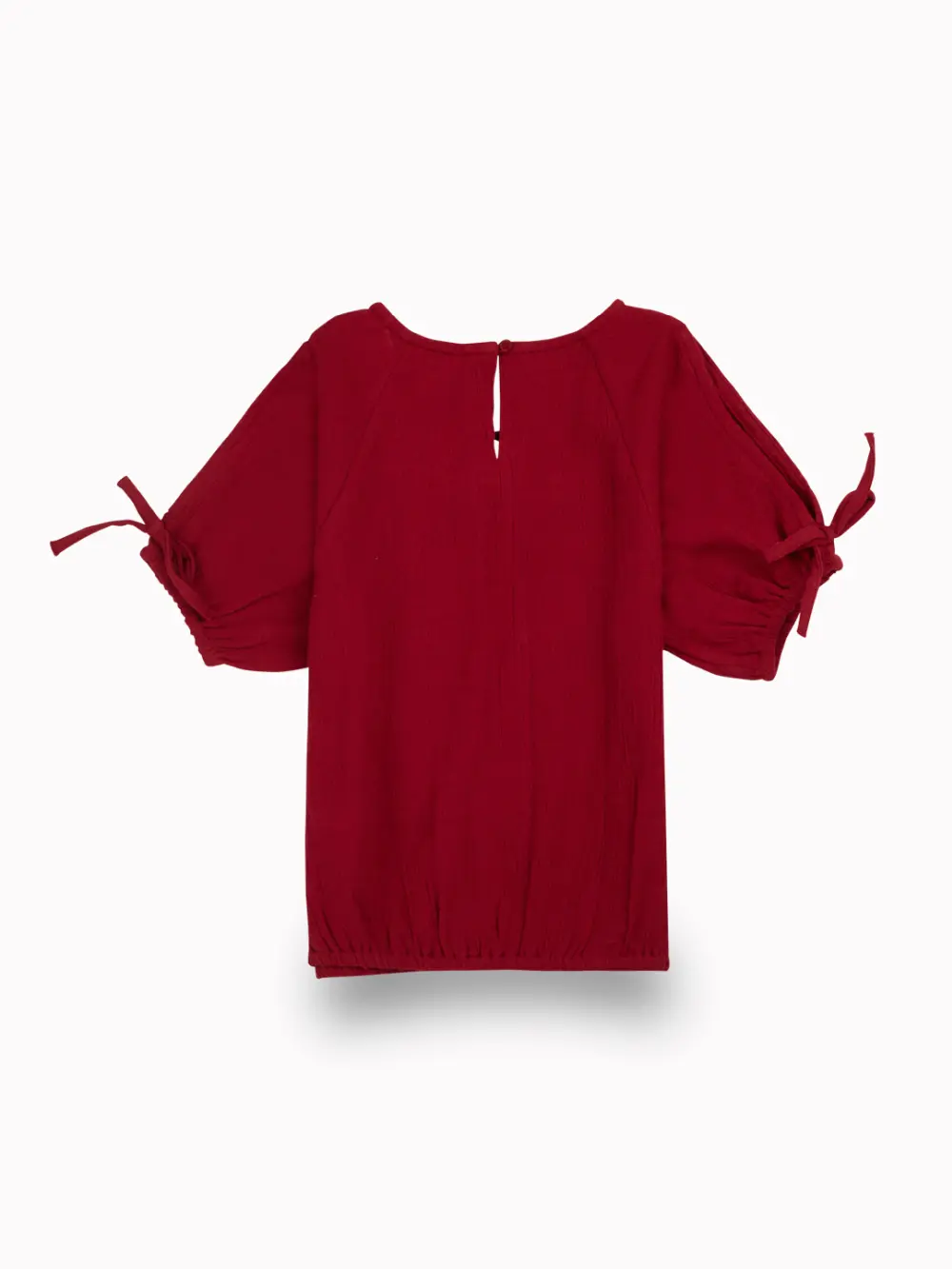 Gini And Jony Girls Maroon Solid Cotton Woven Top Half Sleeves 9-10 Years
