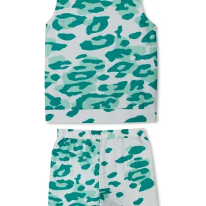 Gini And Jony Girls Green Animal Print Cotton Co-Ordinate Set 9-10 Years