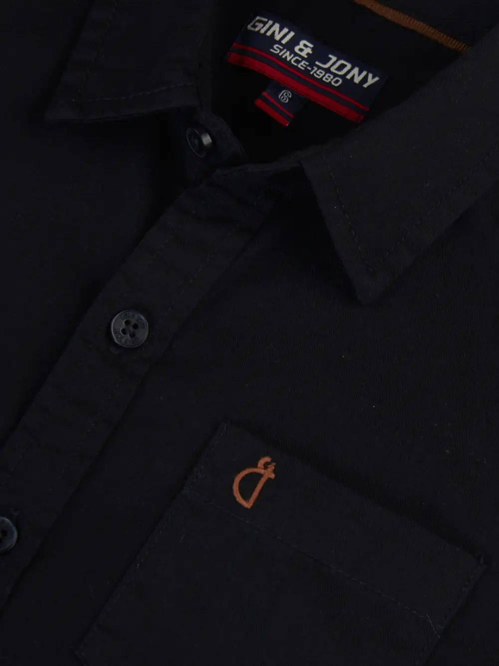 Gini And Jony Boys Black Solid Cotton Shirt Full Sleeves