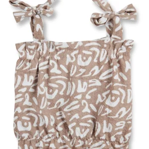 Gini And Jony Girls Brown Abstract Crepe Woven Top Half Sleeves 9-10 Years