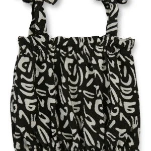 Gini And Jony Girls Black Abstract Crepe Woven Top Half Sleeves 9-10 Years