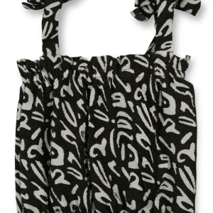 Gini And Jony Girls Black Abstract Crepe Woven Top Half Sleeves 9-10 Years