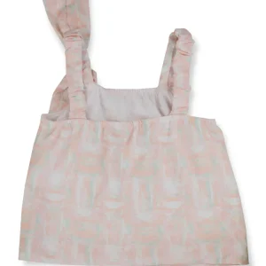 Gini And Jony Girls Peach Abstract Crepe Woven Top Half Sleeves 9-10 Years