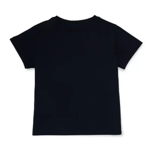 Gini And Jony Girls Navy Blue Graphic Print Cotton Lycra Knits Top Half Sleeves 9-12 Months