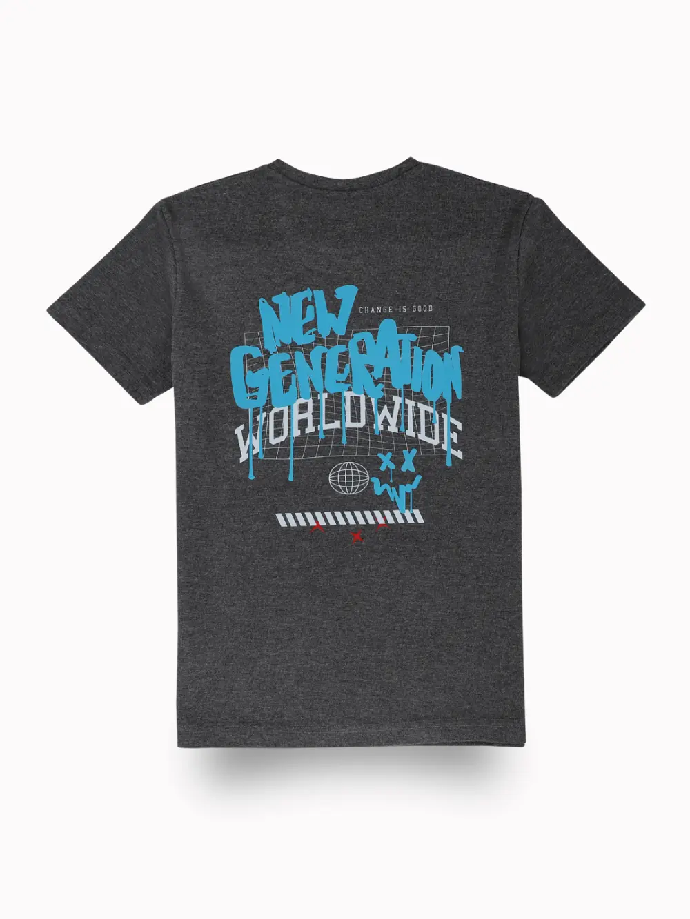 Palm Tree Boys Grey Typographic Print Cotton T-Shirt Half Sleeves