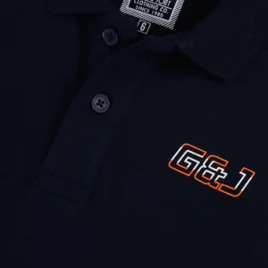 Gini And Jony Boys Navy Blue Solid Cotton Polo T-Shirt Half Sleeves
