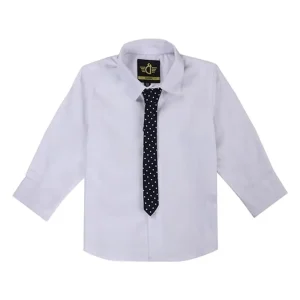 Gini And Jony Boys White Solid Cotton Full Sleeves Shirt