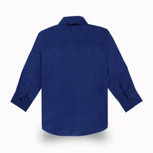 Gini And Jony Boys Blue Solid Cotton Shirt Full Sleeves