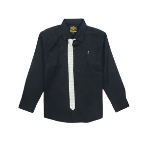 Gini And Jony Boys Black Tropical Print Cotton Shirt Full Sleeves
