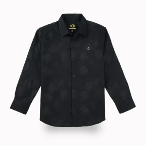 Gini And Jony Boys Black Tropical Print Cotton Shirt Full Sleeves