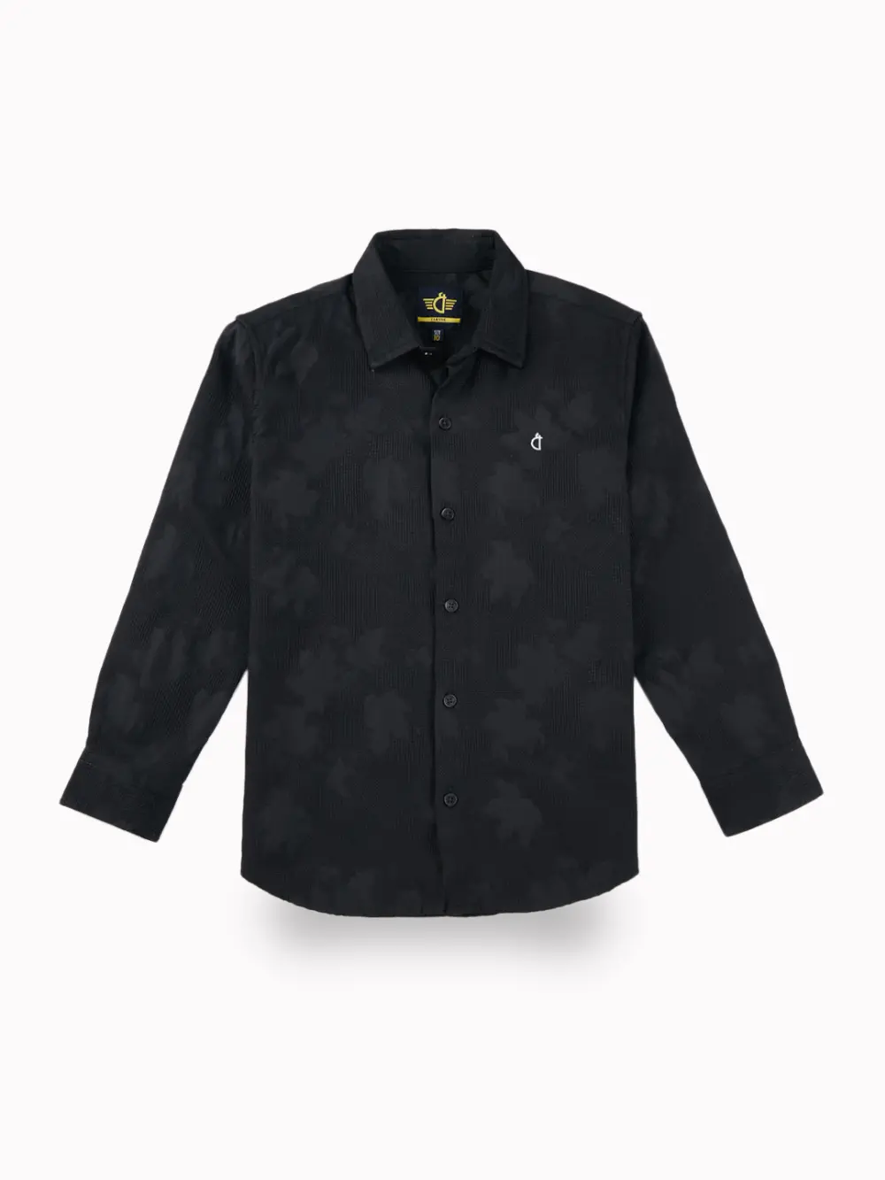 Gini And Jony Boys Black Tropical Print Cotton Shirt Full Sleeves