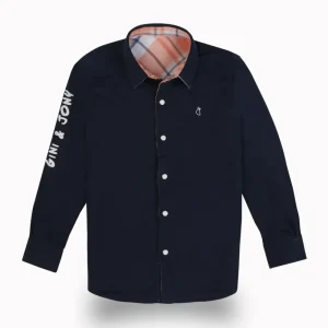 Gini And Jony Boys Peach Checks Cotton Shirt Full Sleeves