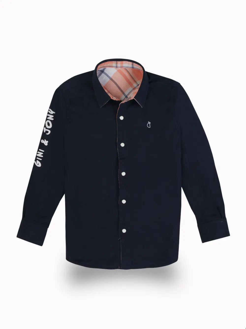 Gini And Jony Boys Peach Checks Cotton Shirt Full Sleeves