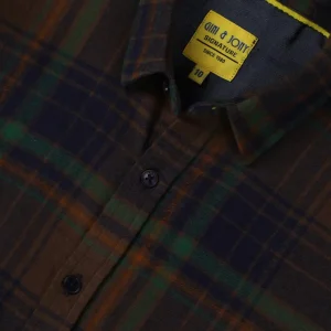 Gini And Jony Boys Brown Checks Cotton Shirt Full Sleeves