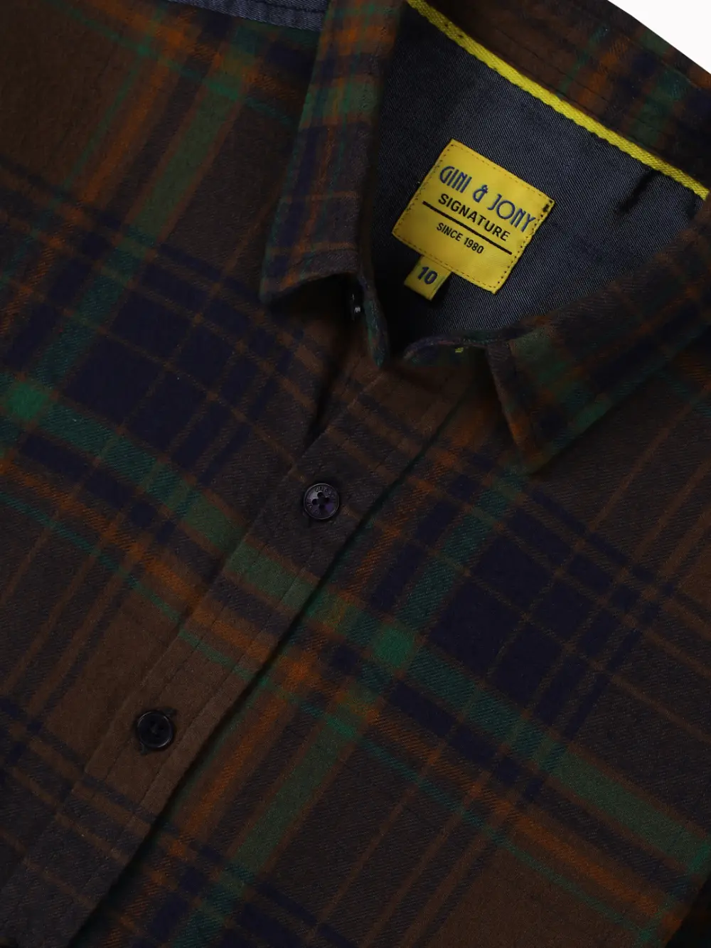 Gini And Jony Boys Brown Checks Cotton Shirt Full Sleeves