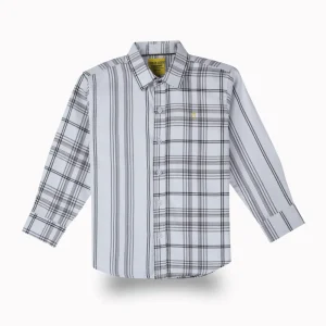Gini And Jony Boys White Checks Cotton Shirt Full Sleeves