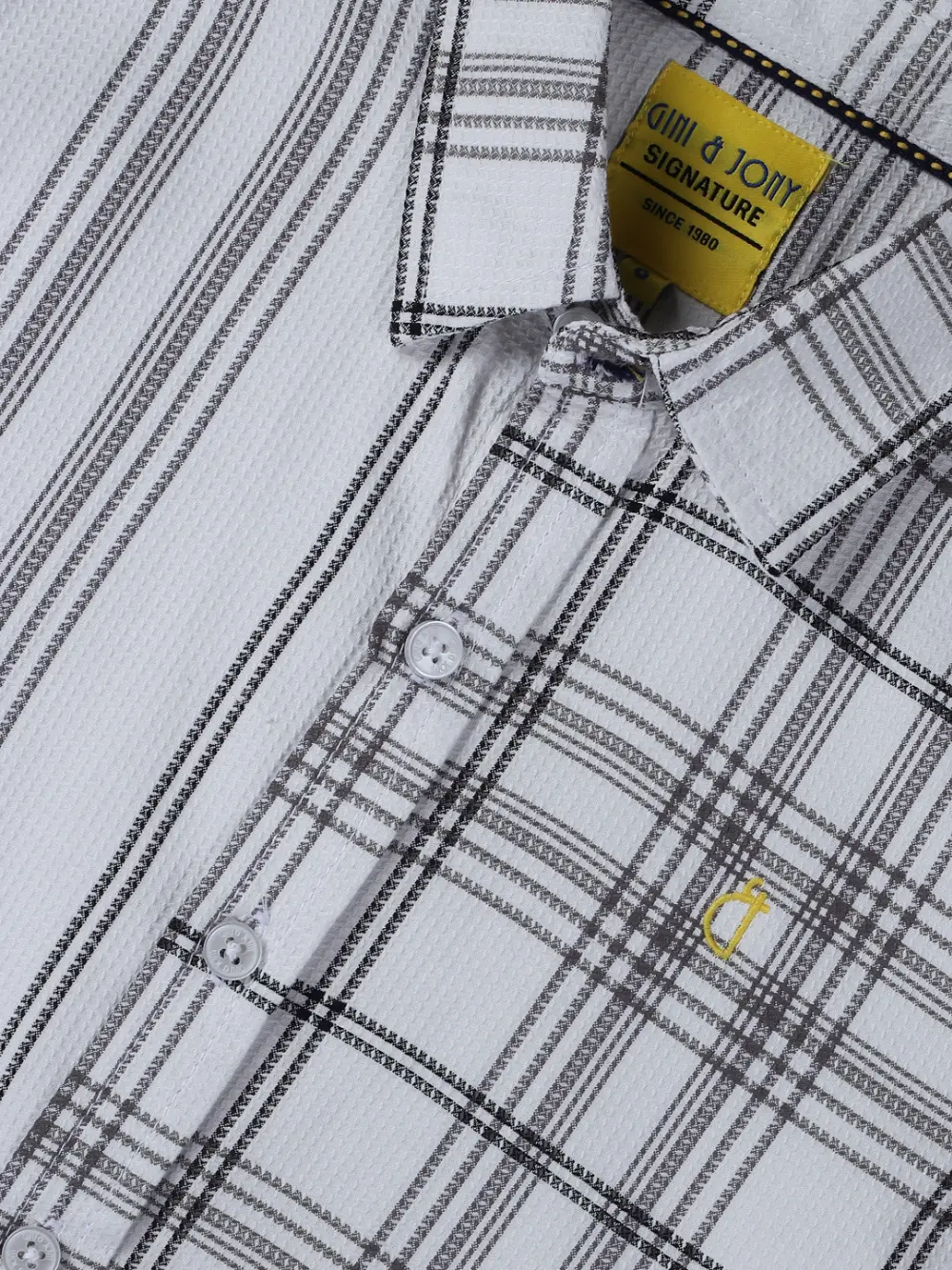 Gini And Jony Boys White Checks Cotton Shirt Full Sleeves
