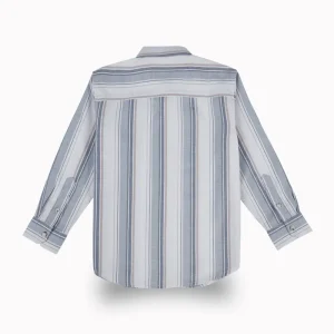 Gini And Jony Boys Blue Stripes Cotton Shirt Full Sleeves