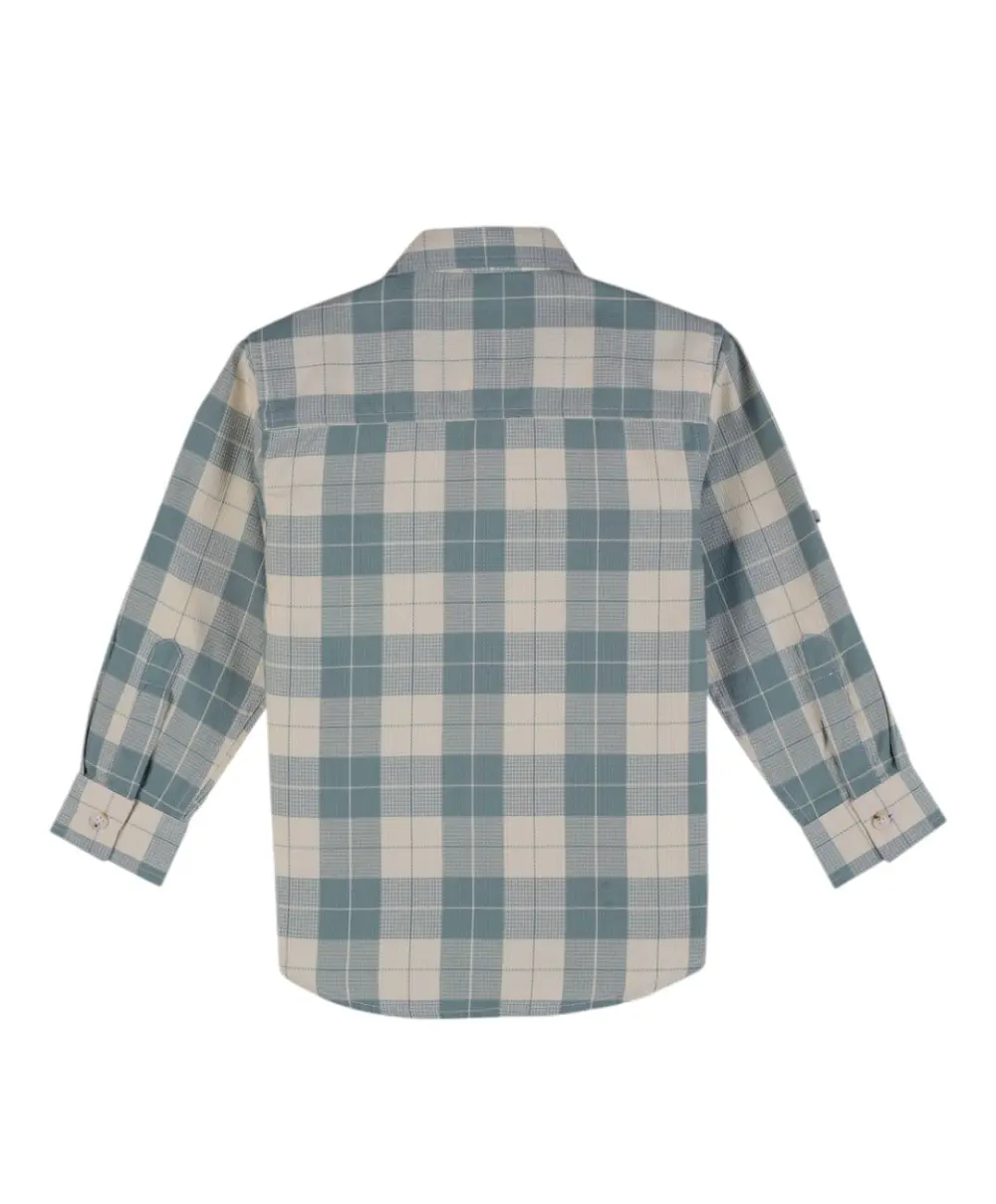 Gini And Jony Boys Green Checks Cotton Shirt Full Sleeves
