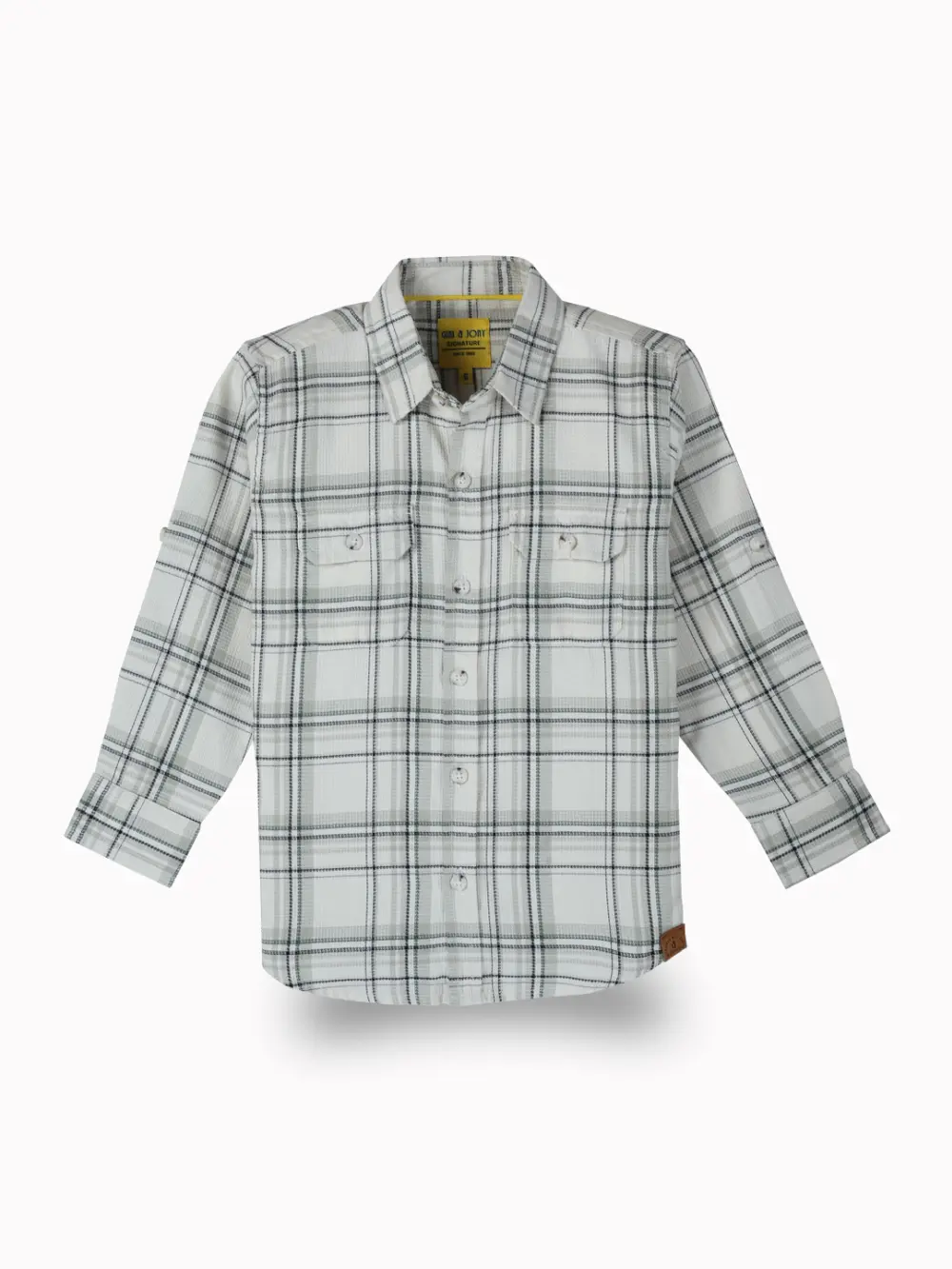 Gini And Jony Boys Off White Checks Cotton Shirt Full Sleeves