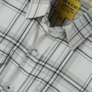 Gini And Jony Boys Off White Checks Cotton Shirt Full Sleeves