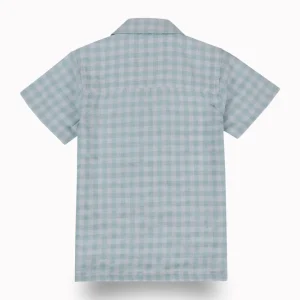 Gini And Jony Boys Blue Checks Cotton Shirt Half Sleeves