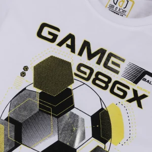 Gini And Jony Boys White Graphic Print Cotton T-Shirt Half Sleeves