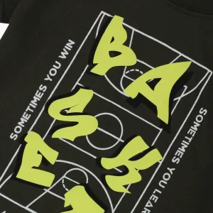 Gini And Jony Boys Olive Graphic Print Cotton T-Shirt Half Sleeves