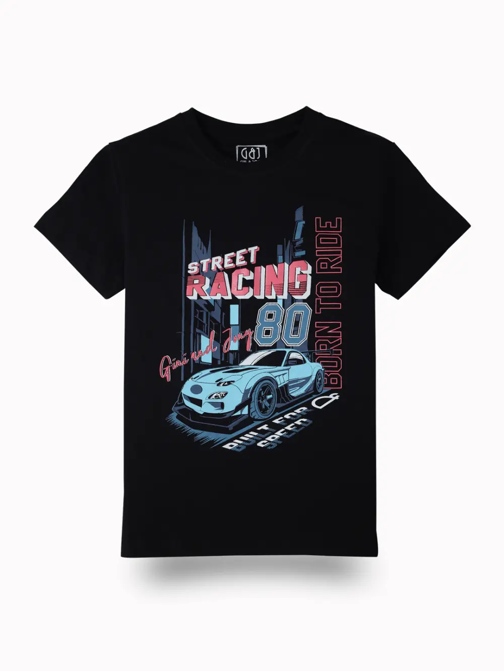 Gini And Jony Boys Black Graphic Print Cotton T-Shirt Half Sleeves