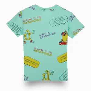 Gini & Jony Boys Turquoise Graphic Print Cotton Half Sleeves T-Shirt