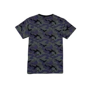 Gini & Jony Boys Black Cotton Camouflage Half Sleeves Round Neck T-Shirt