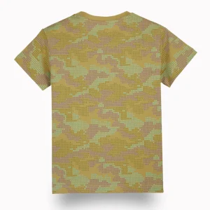 Gini And Jony Boys Olive Camouflage Cotton T-Shirt Half Sleeves