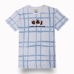 Gini And Jony Boys White Checks Cotton T-Shirt Half Sleeves