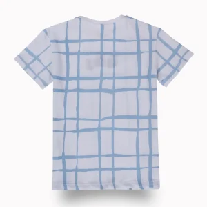 Gini And Jony Boys White Checks Cotton T-Shirt Half Sleeves