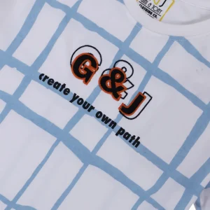 Gini And Jony Boys White Checks Cotton T-Shirt Half Sleeves