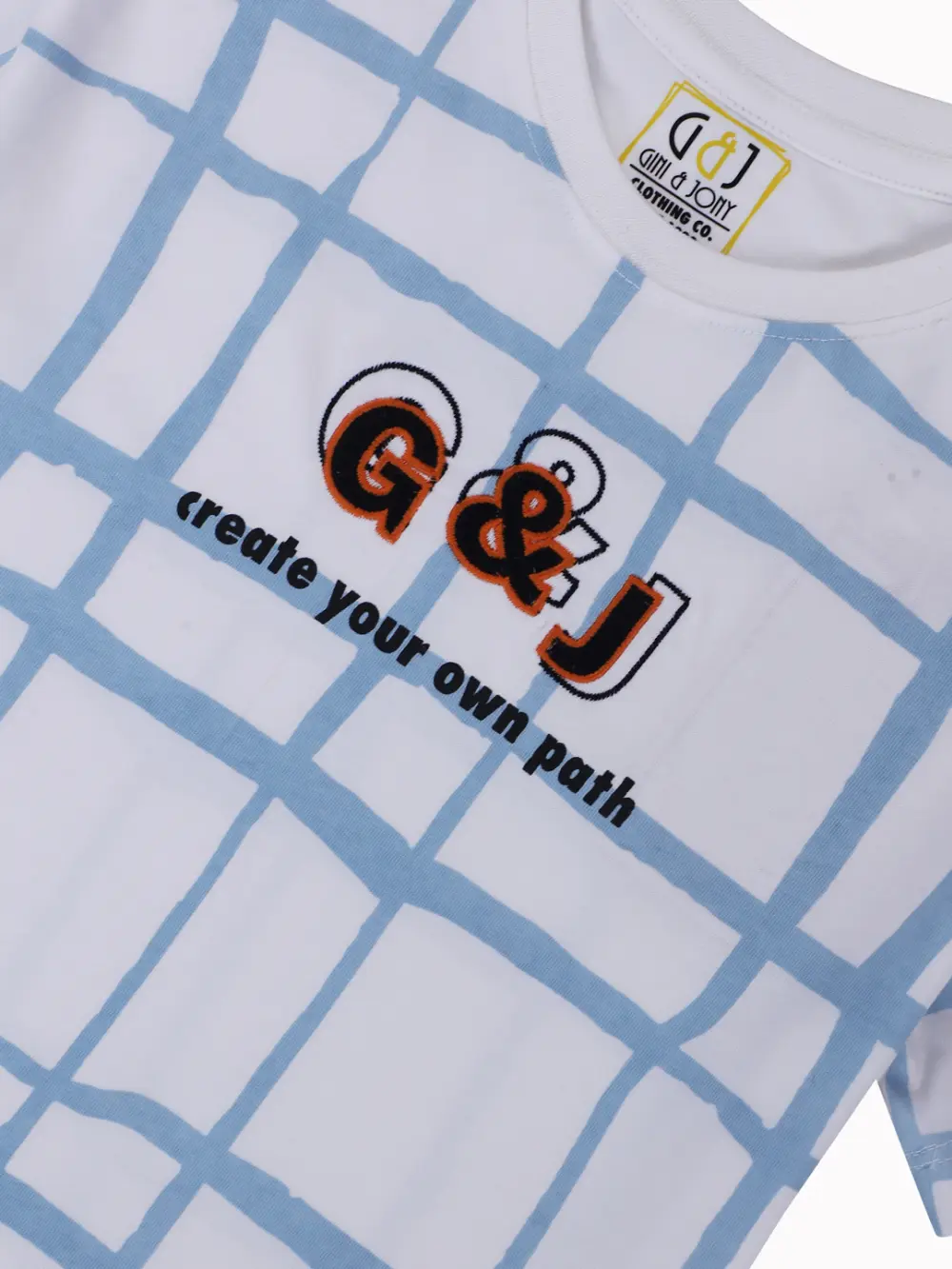 Gini And Jony Boys White Checks Cotton T-Shirt Half Sleeves