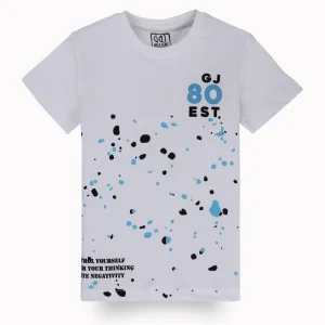 Gini And Jony Boys White Graphic Print Cotton T-Shirt Half Sleeves