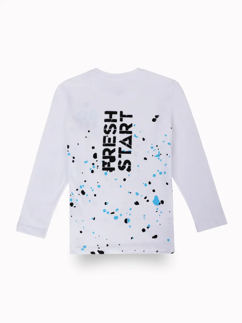 Gini And Jony Boys White Splatter Print Cotton T-Shirt Full Sleeves