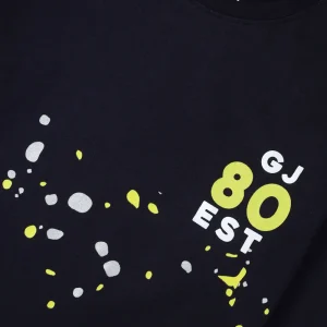 Gini And Jony Boys Navy Blue Splatter Print Cotton T-Shirt Full Sleeves