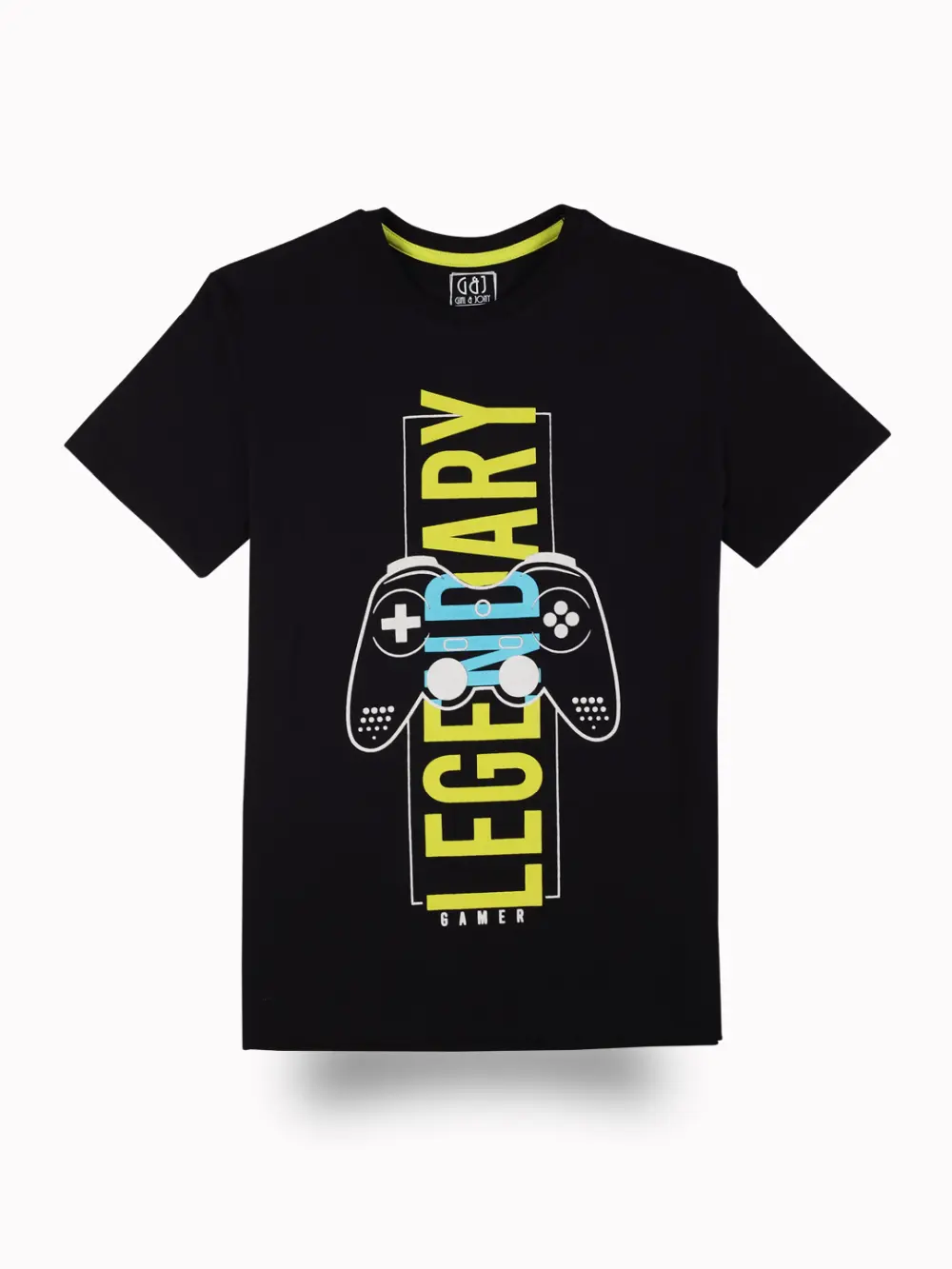 Gini And Jony Boys Black Typographic Print Cotton T-Shirt Half Sleeves