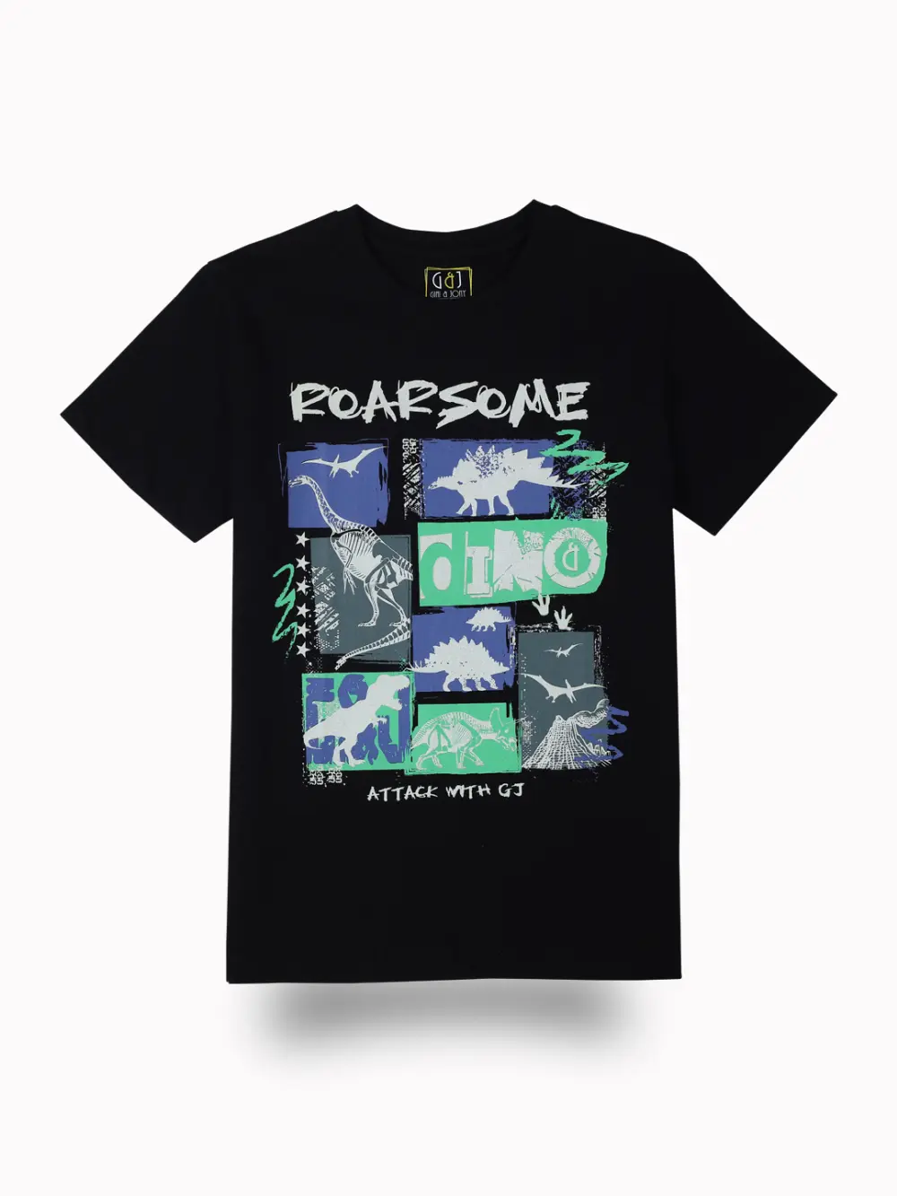 Gini And Jony Boys Black Graphic Print Cotton T-Shirt Half Sleeves