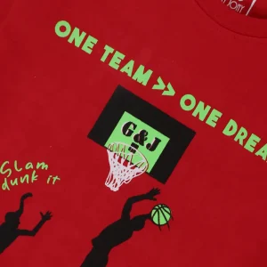 Gini And Jony Boys Red Graphic Print Cotton T-Shirt Half Sleeves