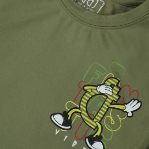 Gini And Jony Boys Olive Typographic Print Cotton T-Shirt Full Sleeves