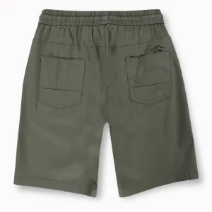 Gini And Jony Boys Olive Solid Cotton Bermuda Elasticated